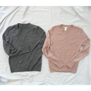 Bundle H&M Long-sleeved crewneck sweaters Gray & Powder Pink XS